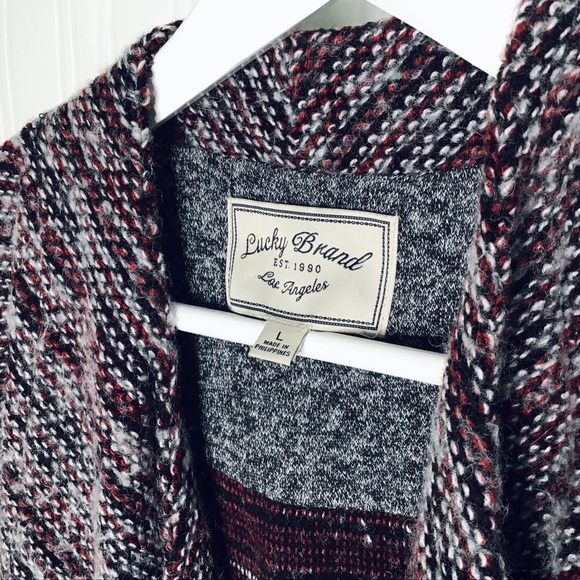 Lucky Brand gray wool blend open cascading sweater size Large - Picture 6 of 14